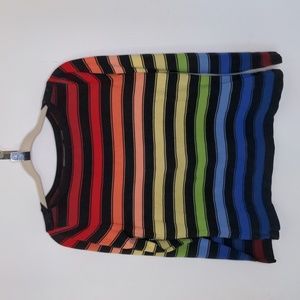 Vintage Liz Claiborne rainbow striped knit colorful sweater size small medium
